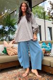 Nonni Gingham Bell Sleeve Peasant Blouse Mocha